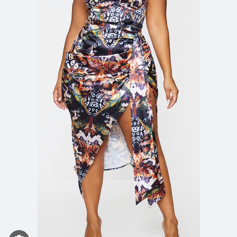 PLT snake print midi skirt